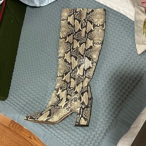 Snakeskin Knee-High Boots